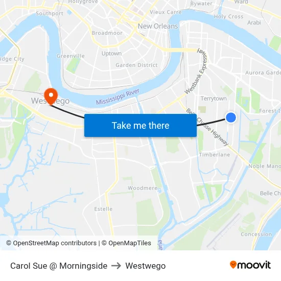 Carol Sue @ Morningside to Westwego map