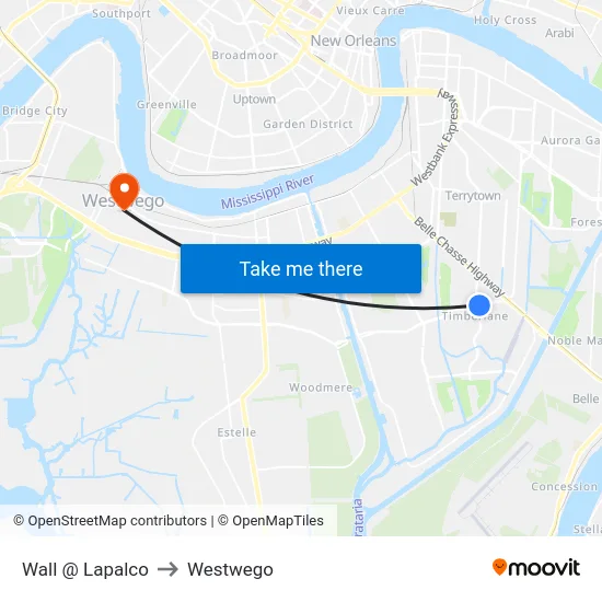 Wall @ Lapalco to Westwego map