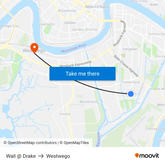 Wall @ Drake to Westwego map