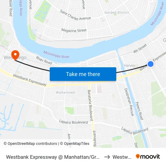 Westbank Expressway @ Manhattan/Green Leaf to Westwego map