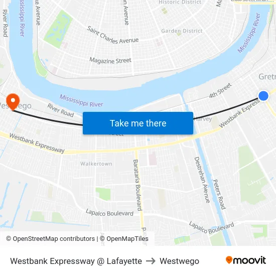 Westbank Expressway @ Lafayette to Westwego map