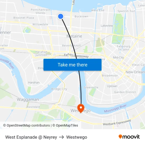 West Esplanade @ Neyrey to Westwego map