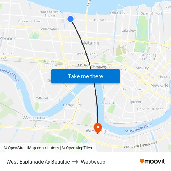 West Esplanade @ Beaulac to Westwego map