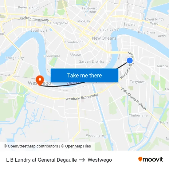 L B Landry at General Degaulle to Westwego map