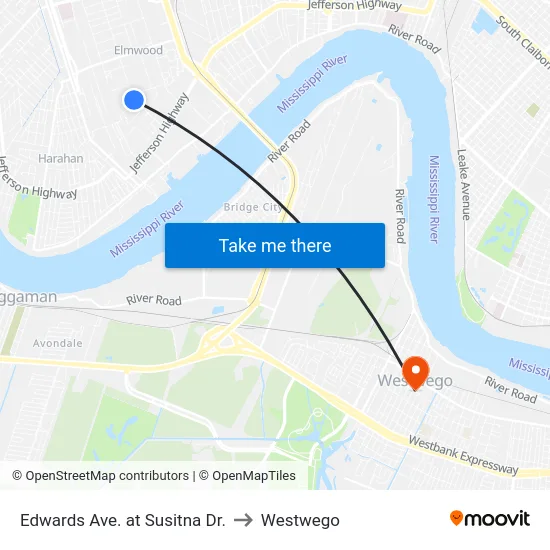 Edwards Ave. at Susitna Dr. to Westwego map