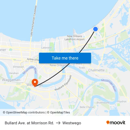 Bullard Ave. at Morrison Rd. to Westwego map