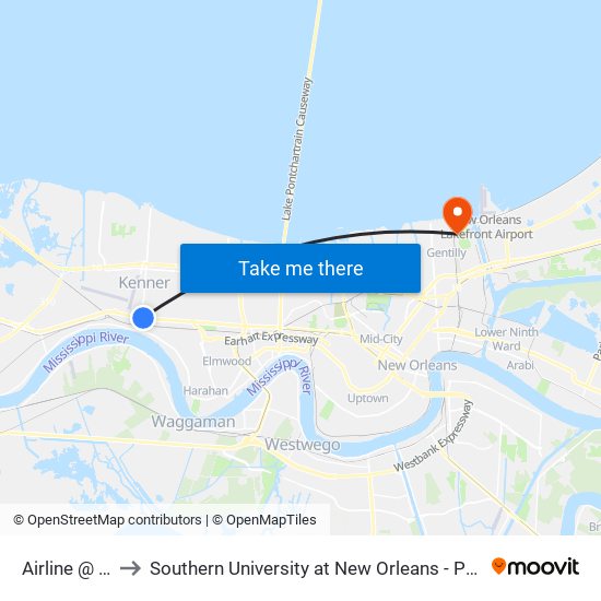 Airline @ Clay to Southern University at New Orleans - Park Campus map