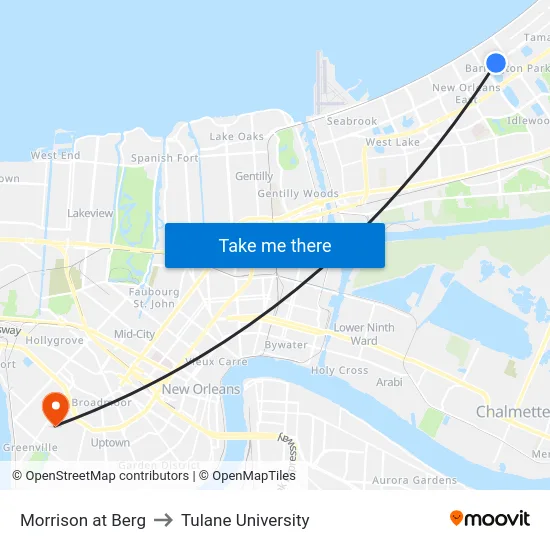 Morrison at Berg to Tulane University map