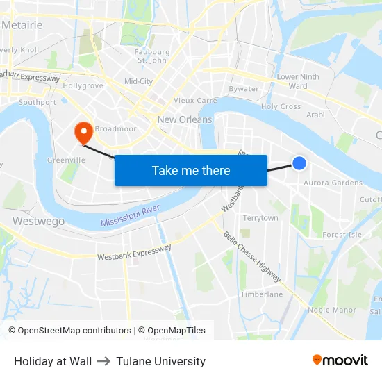 Holiday at Wall to Tulane University map