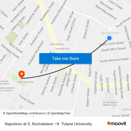 Napoleon at S. Rocheblave to Tulane University map
