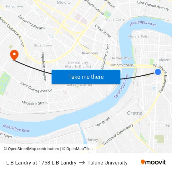 L B Landry at 1758 L B Landry to Tulane University map