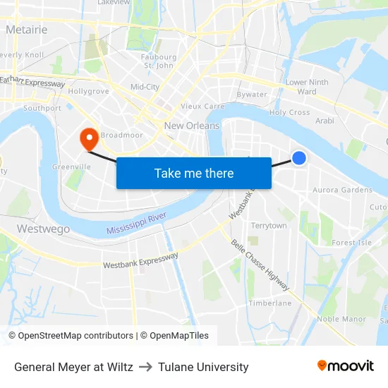 General Meyer at Wiltz to Tulane University map