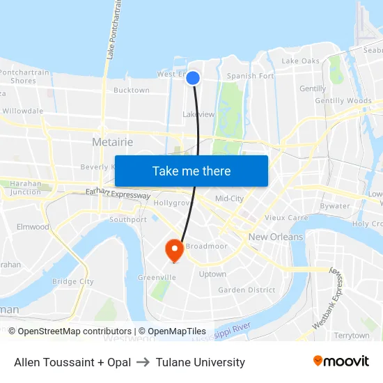 Allen Toussaint + Opal to Tulane University map