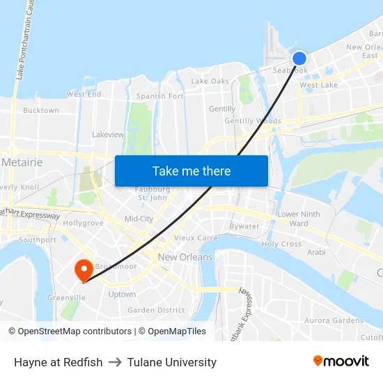 Hayne at Redfish to Tulane University map