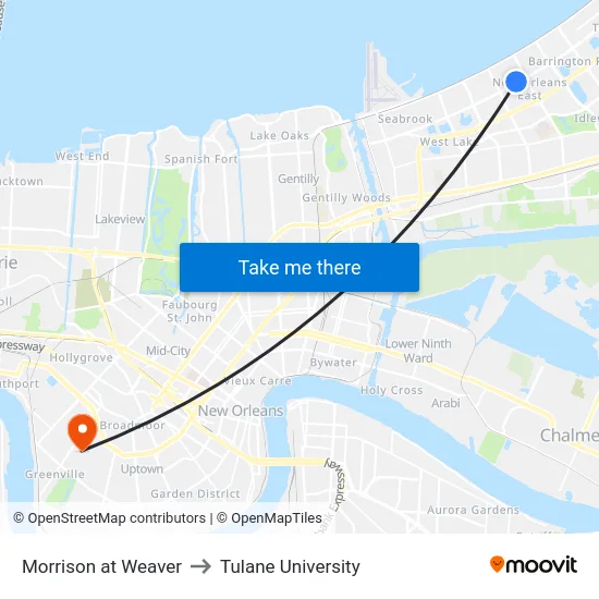 Morrison at Weaver to Tulane University map