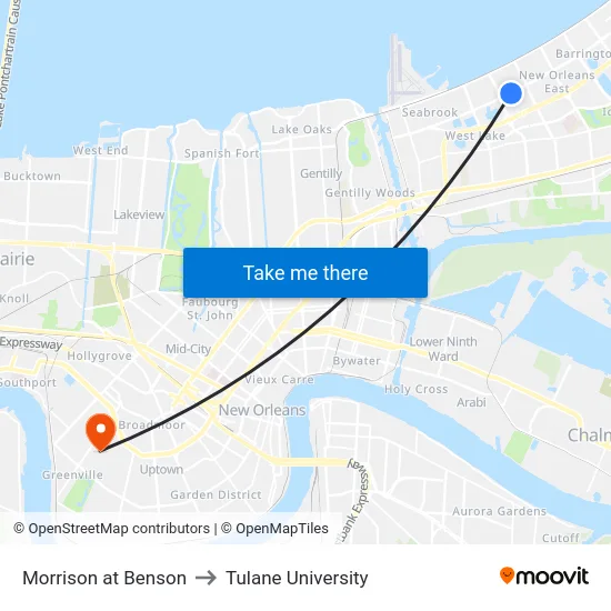 Morrison at Benson to Tulane University map