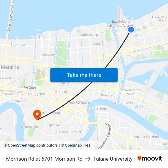Morrison Rd at 6701 Morrison Rd to Tulane University map
