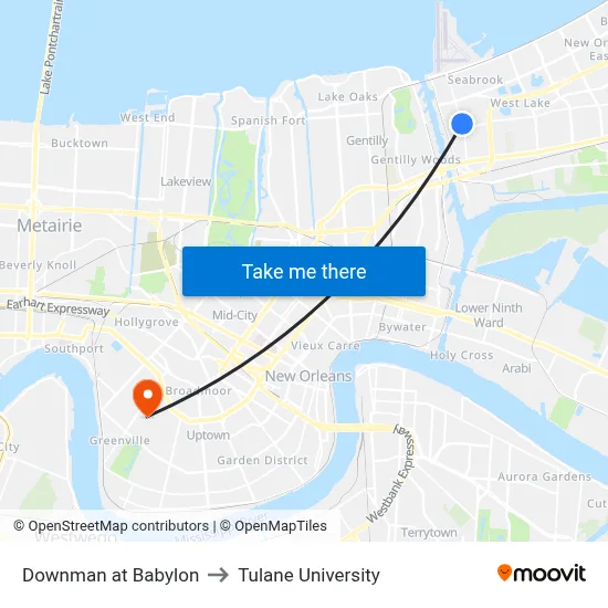 Downman at Babylon to Tulane University map