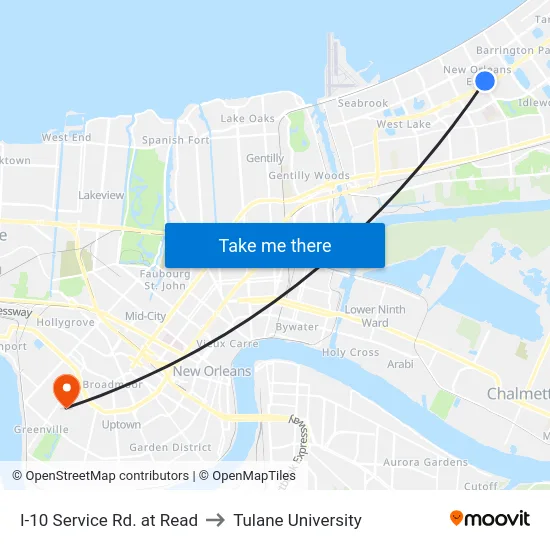 I-10 Service Rd. at Read to Tulane University map