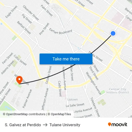 S. Galvez at Perdido to Tulane University map
