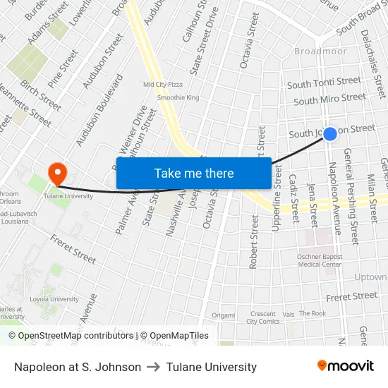 Napoleon at S. Johnson to Tulane University map
