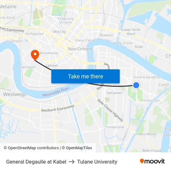 General Degaulle at Kabel to Tulane University map