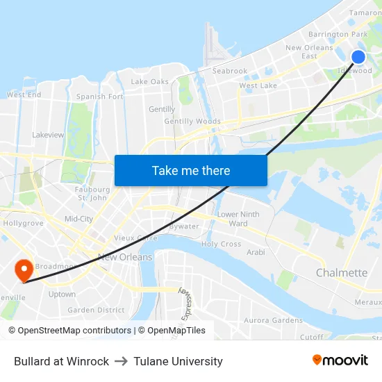 Bullard at Winrock to Tulane University map