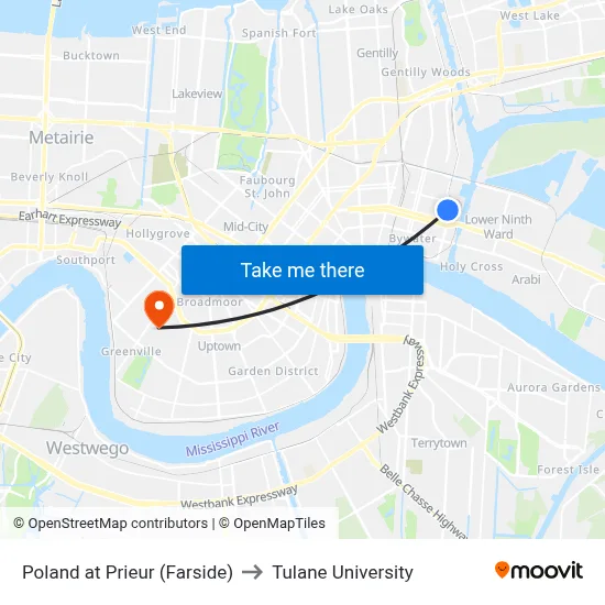 Poland at Prieur (Farside) to Tulane University map