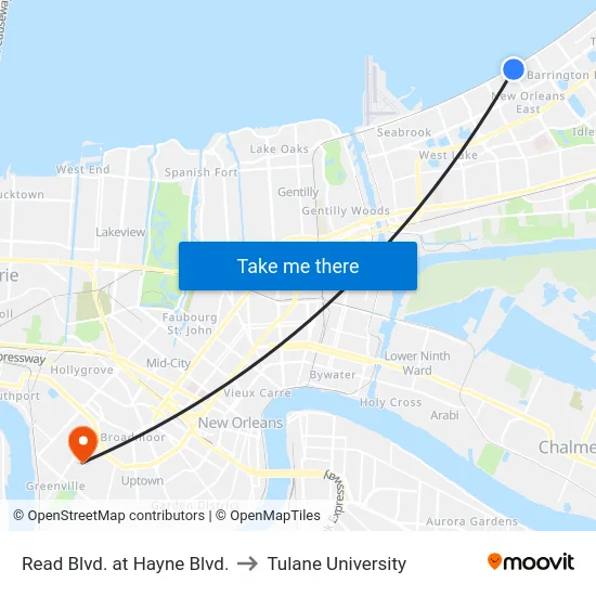 Read Blvd. at Hayne Blvd. to Tulane University map