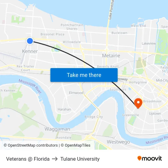 Veterans @ Florida to Tulane University map