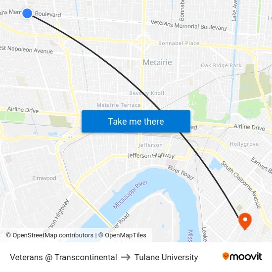 Veterans @ Transcontinental to Tulane University map