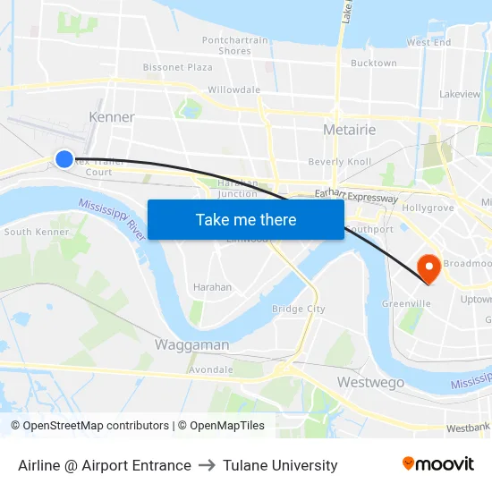 Airline @ Airport Entrance to Tulane University map