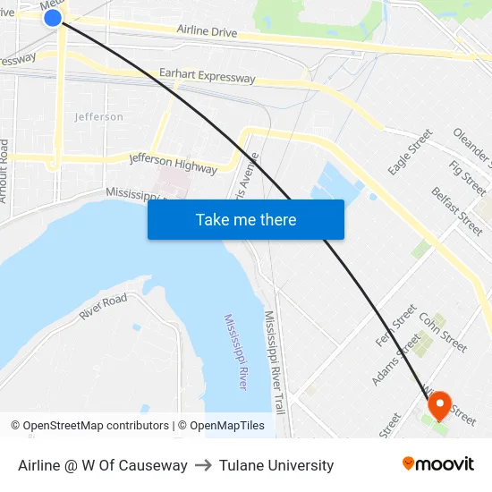 Airline @ W Of Causeway to Tulane University map