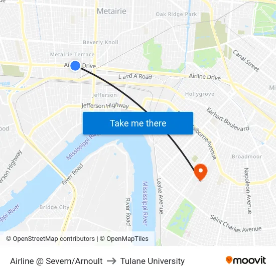 Airline @ Severn/Arnoult to Tulane University map