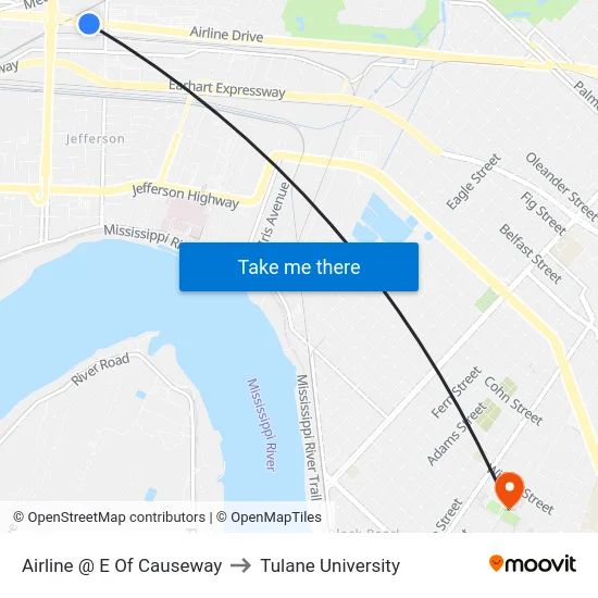 Airline @ E Of Causeway to Tulane University map