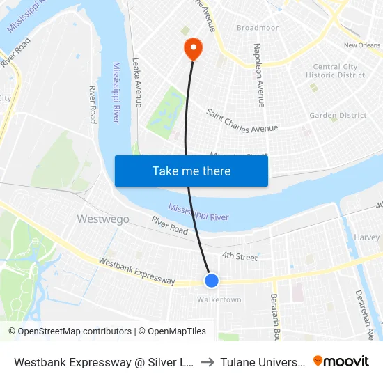 Westbank Expressway @ Silver Lilly to Tulane University map