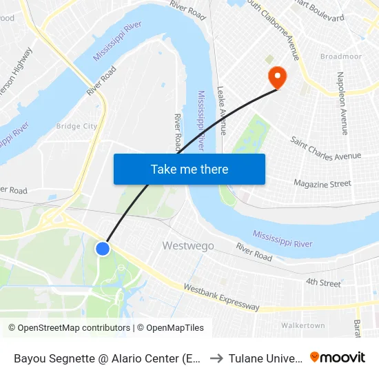 Bayou Segnette @ Alario Center (Entrance) to Tulane University map