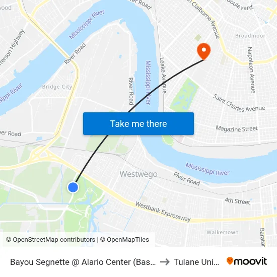 Bayou Segnette @ Alario Center (Baseball Field Ent to Tulane University map