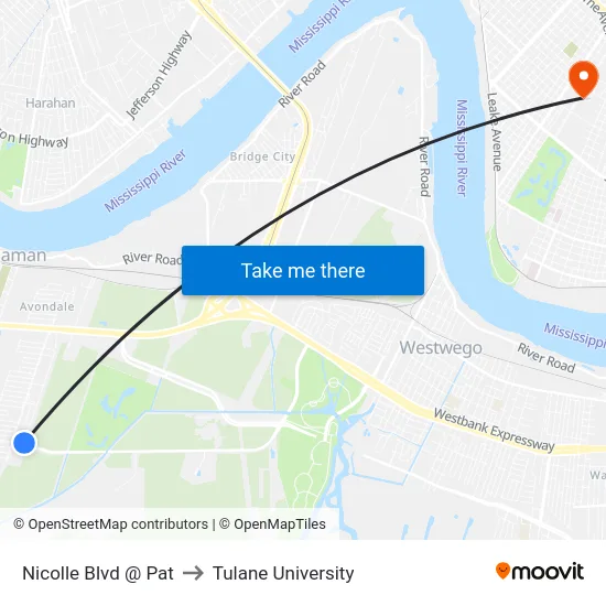 Nicolle Blvd @ Pat to Tulane University map
