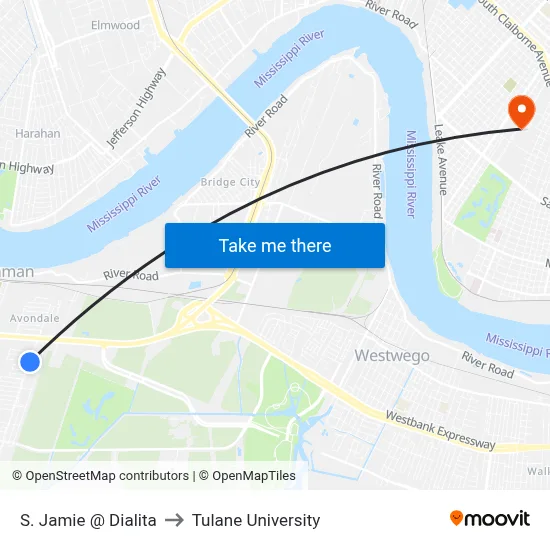 S. Jamie @ Dialita to Tulane University map