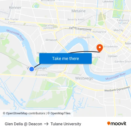 Glen Della @ Deacon to Tulane University map
