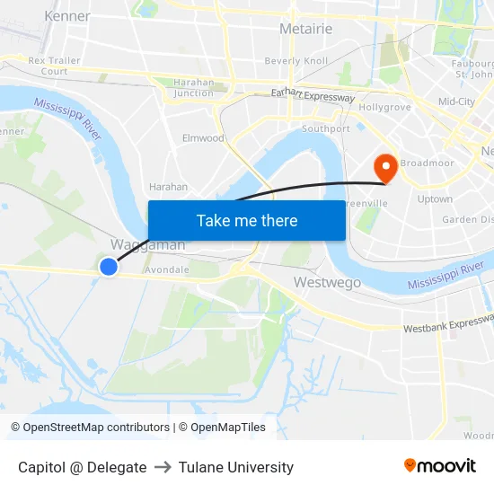 Capitol @ Delegate to Tulane University map