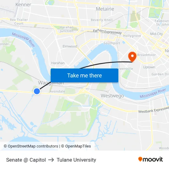 Senate @ Capitol to Tulane University map