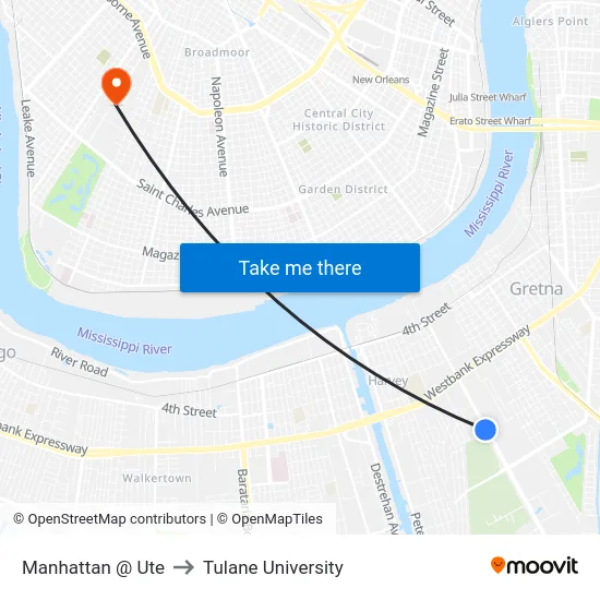 Manhattan @ Ute to Tulane University map
