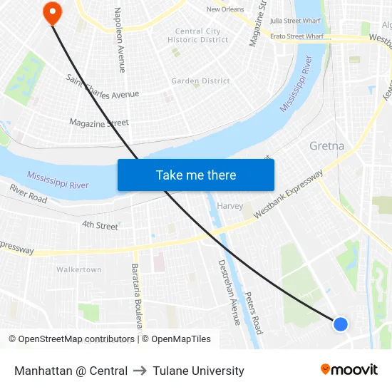 Manhattan @ Central to Tulane University map