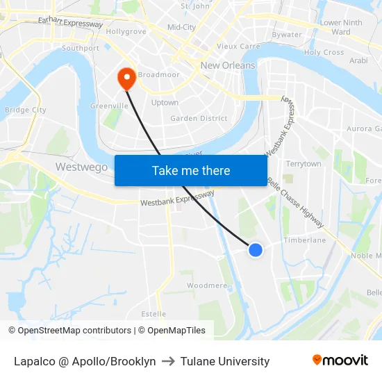 Lapalco @ Apollo/Brooklyn to Tulane University map