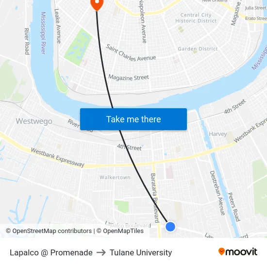 Lapalco @ Promenade to Tulane University map