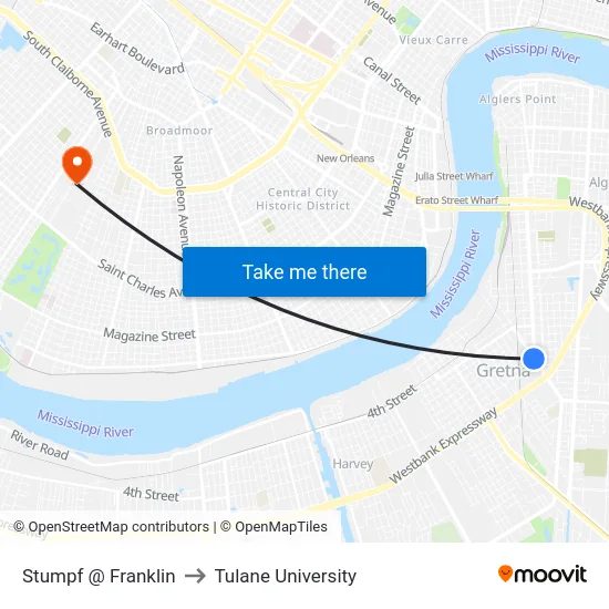 Stumpf @ Franklin to Tulane University map