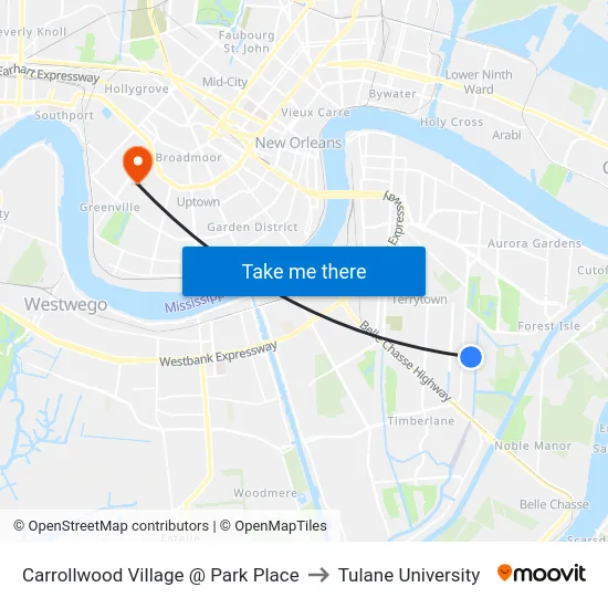 Carrollwood Village @ Park Place to Tulane University map