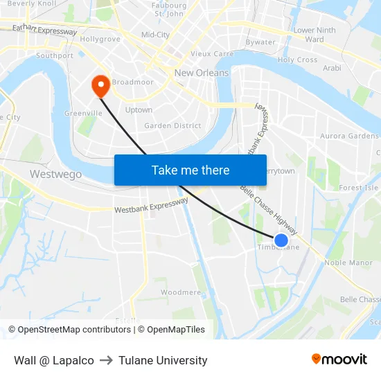 Wall @ Lapalco to Tulane University map